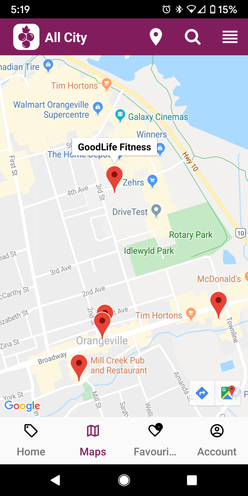 Grapevine Club Map Screen Shot